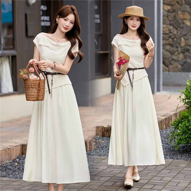 2026年夏季法式新款连衣裙配腰带气质淑女BAO款两件套装，女装套装/套裙，依如秀(原杭风阁)