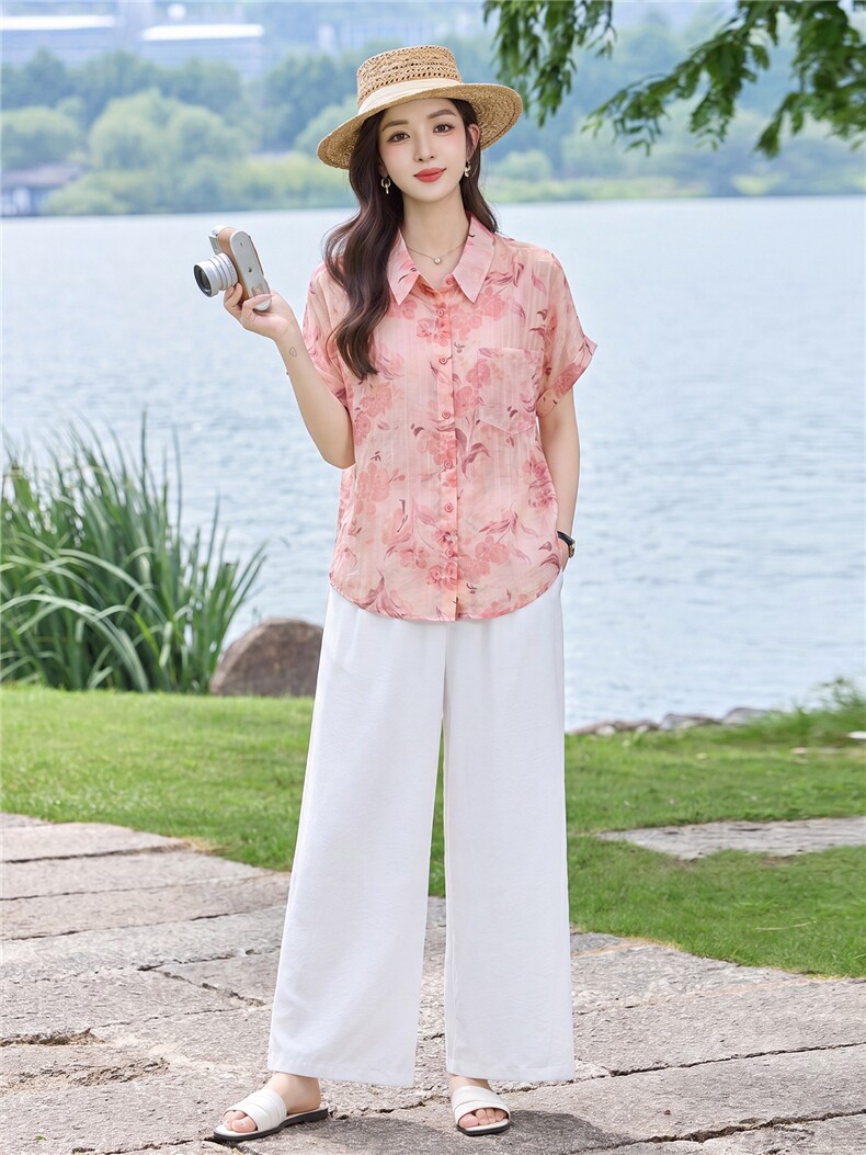 现货！2026年夏季时尚简约大方气质优雅宽松休闲两件套裤套装女,女装套装/套裙,衣之秀
