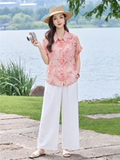 现货！2026年夏季时尚简约大方气质优雅宽松休闲两件套裤套装女，女装套装/套裙，衣之秀