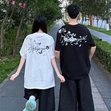 万针全刺绣解构设计260克重磅双纱纯棉高品质美式高街短袖T恤特35，男装T恤，电商A486