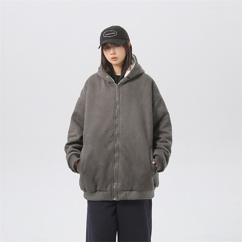 现货抖音得物二开可供视频麂皮绒加绒加厚连帽棉衣外套棉服MJP03,男装棉衣,电商A486