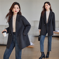 现货双面呢羊绒大衣，女装羊绒大衣，韩派
