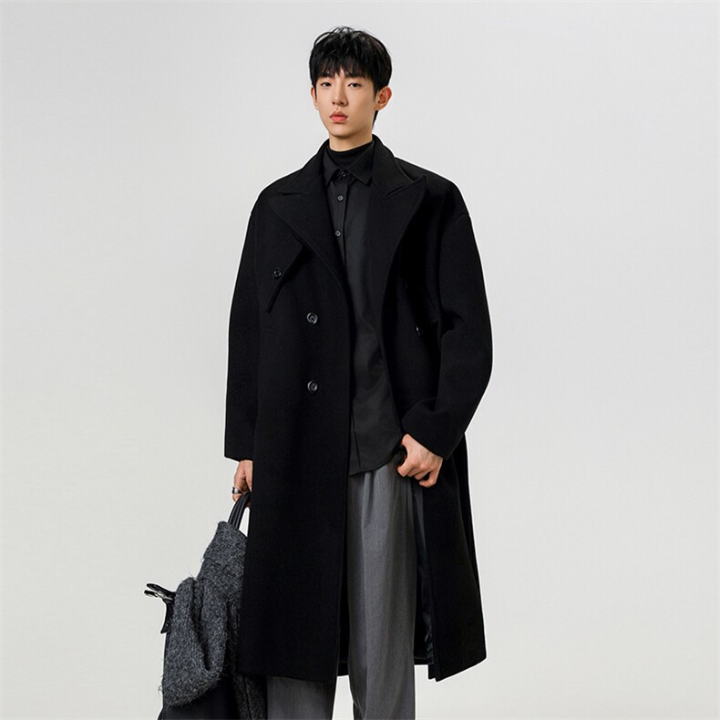 2W件得物精品毛呢大衣男中长款风衣男长款F1722-P115白底A，男装风衣，星座401
