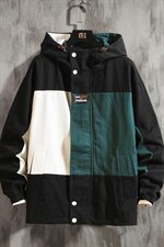 2021秋季新日系大码潮流连帽夹克宽松撞色拼接外套男J975-P75，男装夹克，电商A001