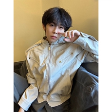机车皮衣男女高级感小众设计感黑色休闲翻领垫肩夹克外套JK9155，男装夹克，星座516A
