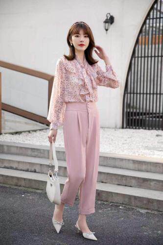 【现货】春夏新款花边衬衫配西装裤，女装衬衫，笑思源