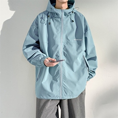 冲锋衣连帽夹克男宽松落肩纯色上衣外套DSA157B-JK727-P58，男装夹克，电商A157B