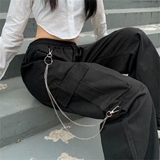 中性风工装裤男韩版潮流大口袋链条2023春秋新款ins长裤K3307-P49，男装休闲裤，星座412