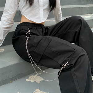 中性风工装裤男韩版潮流大口袋链条2023春秋新款ins长裤K3307-P49图片