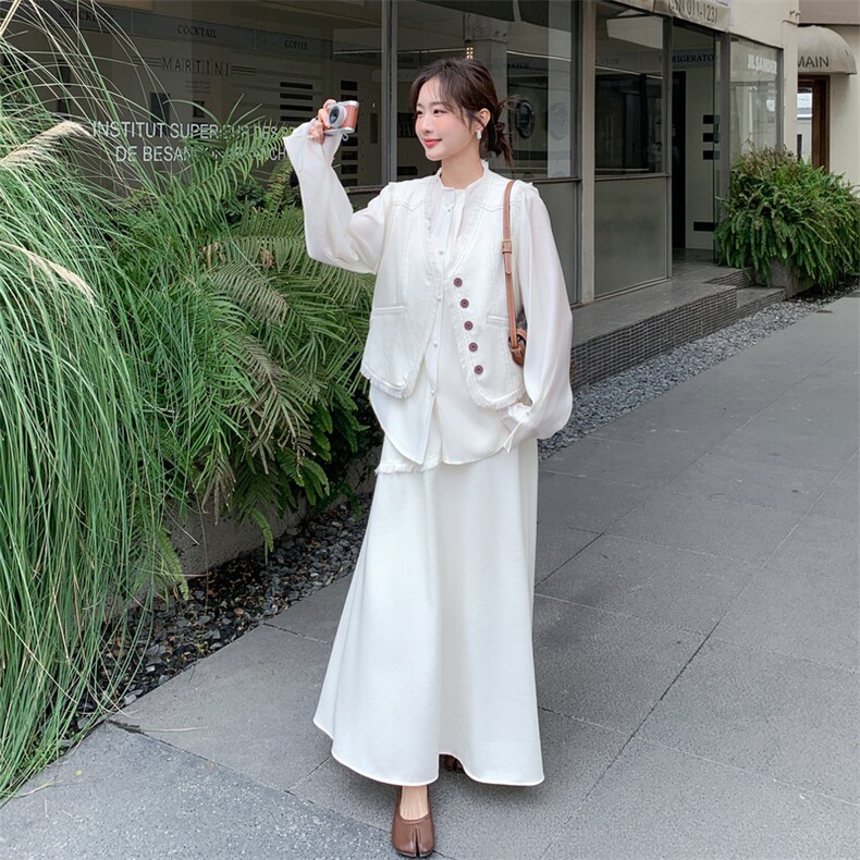 韩版流苏三件套马甲十衬衣十裙子三件套套裙2C267-119-P215-K305,女装套装/套裙,茵姿媚