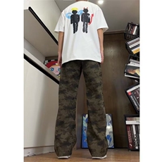 迷彩牛仔裤男宽松直筒工装裤廓形堆积弯刀老爹裤2828P43，男装牛仔裤，星座410-2