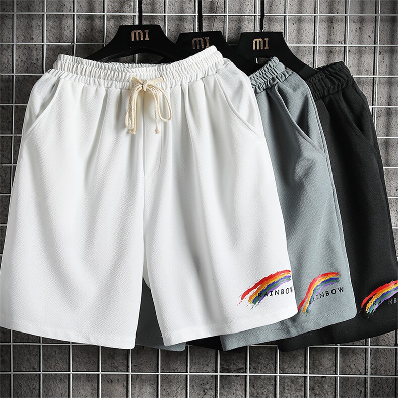 MK37064-P15冰丝短裤男士大码宽松休闲五分裤男运动中裤网格挂拍,男装休闲裤,电商A040A