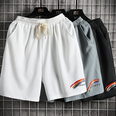 MK37064-P15冰丝短裤男士大码宽松休闲五分裤男运动中裤网格挂拍，男装休闲裤，电商A040A