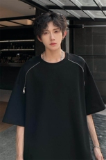 特批P30无差价夏季双拉链曼巴棉宽松重磅时尚百搭短袖T恤男T5193，男装T恤，电商A001