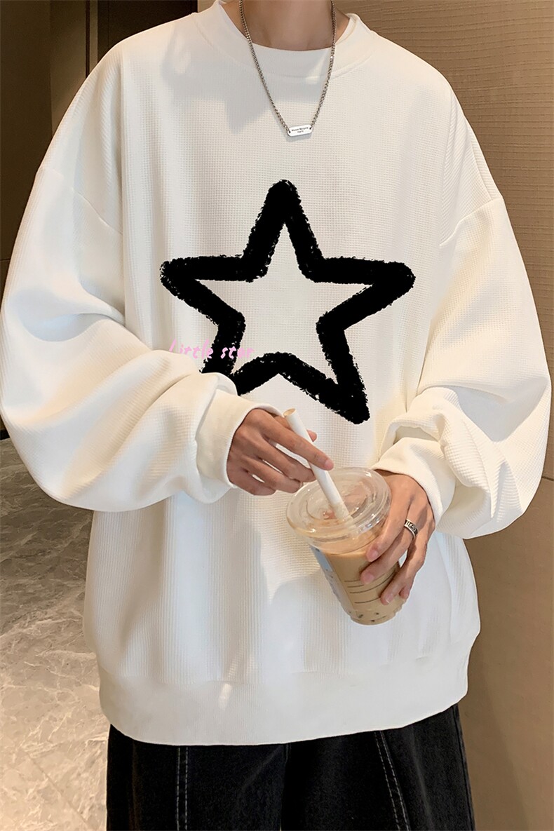 华夫格卫衣圆领卫衣男大码长袖t恤男外套HW76286-P30加绒款-P40,男装卫衣,电商A040