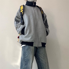 抖音得物高品质26春装美式高街重磅结构拼接织带立领卫衣外套CM42，女装短外套，电商A486