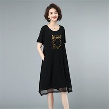 2021夏款新款拼接大码女装连衣裙238款，女装连衣裙，秋牧寒烟