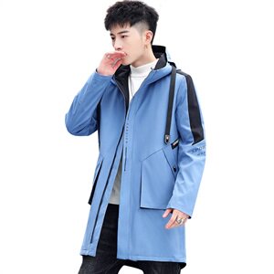 男士外套秋冬季2021新款韩版加绒加厚夹克男中长款风衣HS2117图片