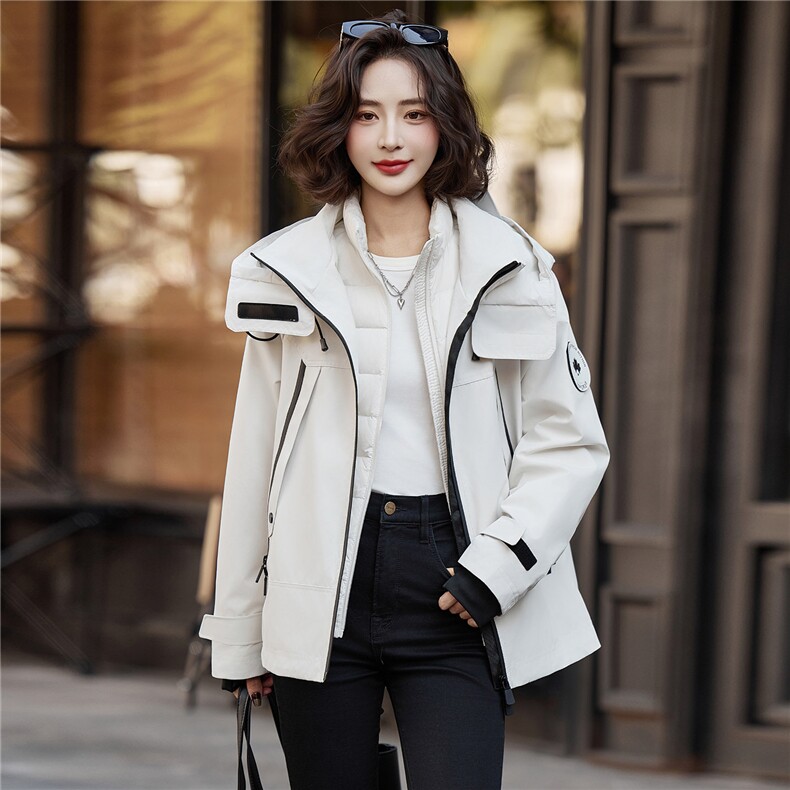 高端鹅绒女两件套2025冬季新款连帽保暖加厚派克服(内含报告）,女装羽绒服,靓衣阁