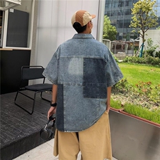 2025夏季新款男士宽松短袖衬衫潮流衬衣C1011，男装T恤，星座1108