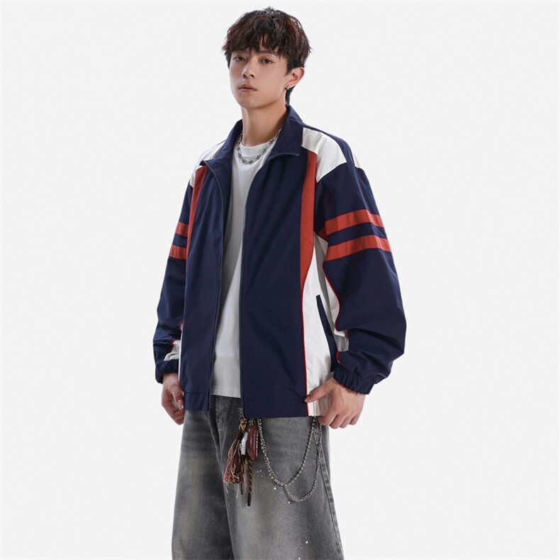 潮牌美式撞色拼接运动立领外套男宽松百搭夹克JK01573-P75,男装夹克,星座308B-2