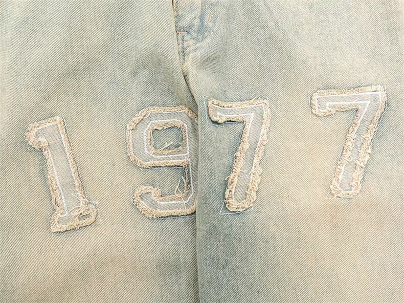 新款1977刺绣水洗牛仔裤男女百搭直筒裤ins小众高街长裤N3855-P48,男装牛仔裤,星座1008