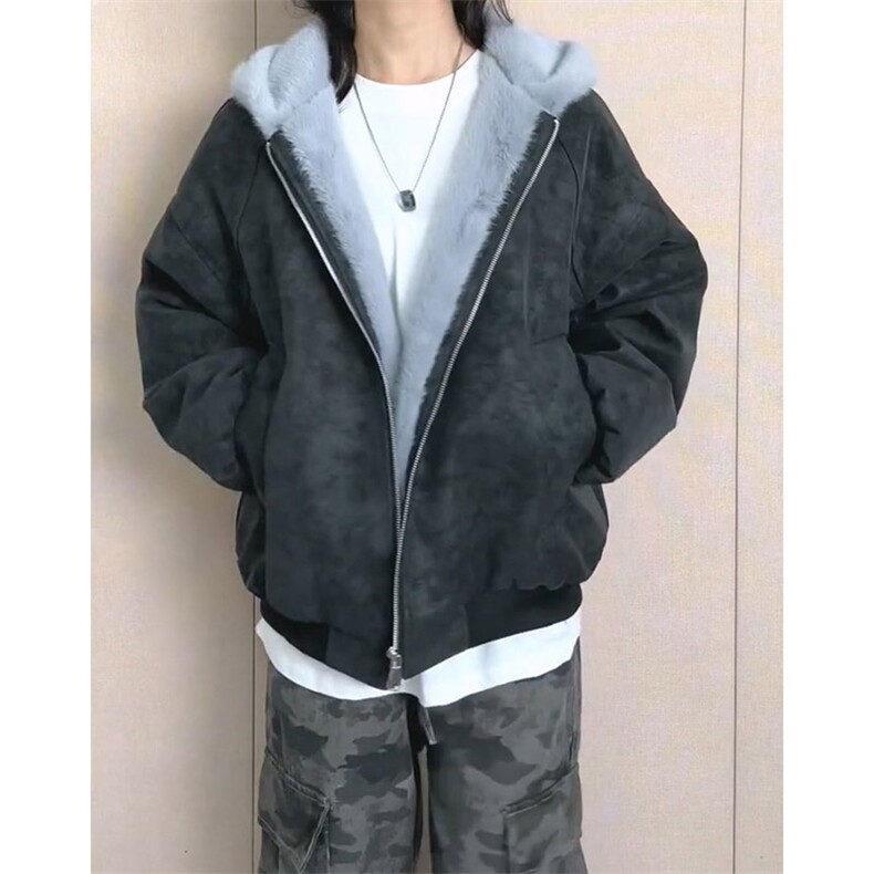 现货高品质美式高街冬季重磅座山雕大毛毛领pu皮棉衣男女加厚外套,男装皮衣,电商A443