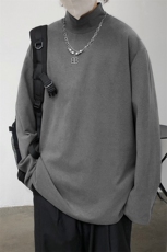 现货半高领德绒长袖T恤高领秋冬打底衫男宽松大码休闲T30-P35控59，男装T恤，电商A351