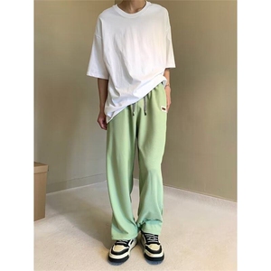 潮长裤夏季宽松型直筒微弹休闲裤男运动裤纯色时尚潮牌 KK121-P35图片