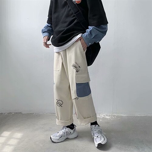 工装裤男秋季潮流休闲裤潮牌ins港风直筒宽松长裤百搭阔腿715-p30图片
