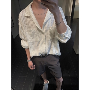 针织镂空衬衫秋季 C6056-TP4068 纹理感防晒轻薄长袖薄外套男图片