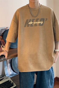 DX510 P30港风重磅麂皮绒短袖美式高街t恤男大码半袖男图片