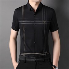 纯色夏季男士短袖无痕免烫衬衫中年薄款免烫商务休闲色半恤衫，男装衬衫，电商B212（原钱塘6029）