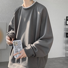 8XL-M假两件卫衣加肥加大码重磅拼接外套圆领套头WY5103P55加绒65，女装短外套，电商B238