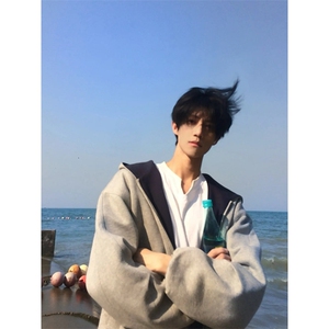 抖音得物高品质二开 26春装美式重磅宽松结构双面连帽卫衣外套W68图片