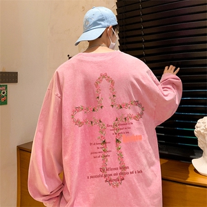 直播品质 重磅纯棉 美式蜡染水洗做旧潮牌宽松长袖t恤 CT328特P38图片