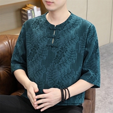 507A-T018-P552025春夏时尚男装百搭风棉麻短袖T恤，男装T恤，星座507A（原星座306B-2）
