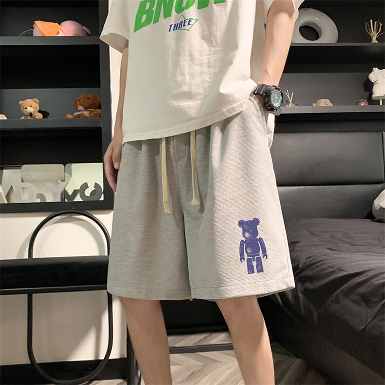 HD74242-P22华夫格短裤男大码宽松五分裤男直筒中裤,男装休闲裤,电商A040