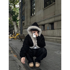 网图座山雕连帽毛领棉服帆布毛绒夹克棉衣外套A025-QY16104-P125，男装夹克，电商A025