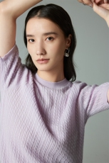 山羊绒绞花短袖毛衣女夏装新款圆领套头短款针织衫35%羊绒衫，女装羊绒衫，木淼羊绒