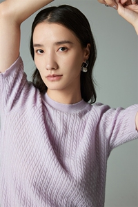 山羊绒绞花短袖毛衣女夏装新款圆领套头短款针织衫35%羊绒衫图片