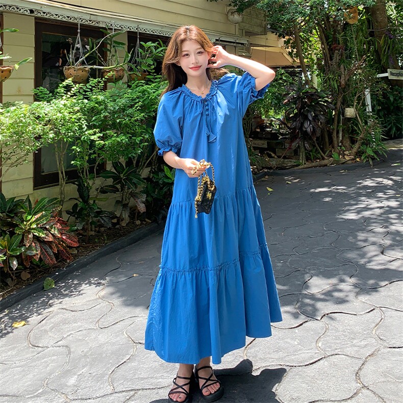 夏款甜美减龄泡泡袖连衣裙2C122-119-P120-K180，女装连衣裙，2C122