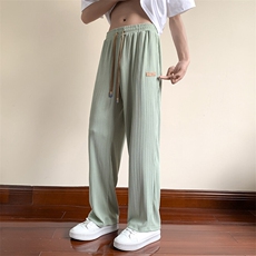 现货-冰丝休闲裤子男直筒裤阔腿宽松时尚潮牌长裤AK23073-P50，男装休闲裤，电商A351