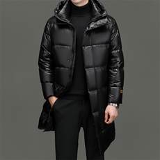 男士长款连帽黑金款鹅绒御寒加厚潮羽绒服高充绒极寒面包服外套，男装羽绒服，钱塘6003（原4033）