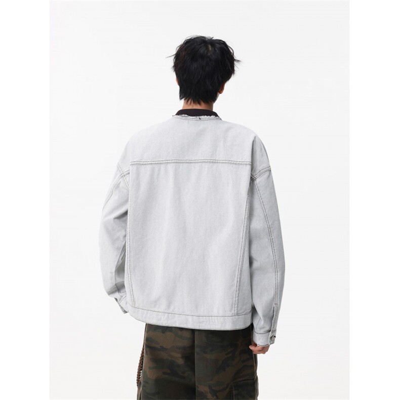 棒球服牛仔外套夹克男女情侣复古宽松百搭上衣潮JK0414-P73,男装工装外套,星座308B-2