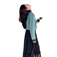 《高质现货》法式蛋糕裙牛仔外套两件套套裙，女装套装/套裙，曼琳思菲