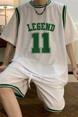 现货TZ05-P45夏季短袖t恤休闲运动套装男士大码短裤子班服，男装T恤，电商D310B