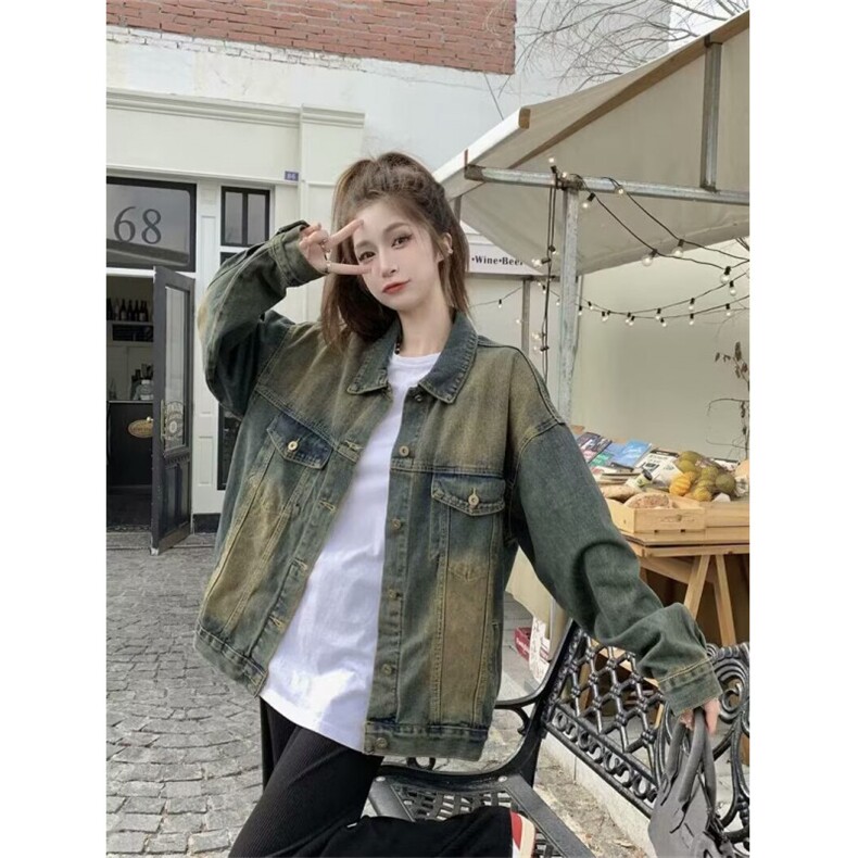 【量大价格可谈】美式复古男女秋冬水洗做旧牛仔外套S8846P62,男装工装外套,星座1112-1