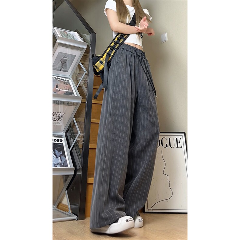 竖条纹山本裤男女夏季慵懒风垂感直筒西裤薄款裤子K8621-特价P37,男装西裤,电商A007