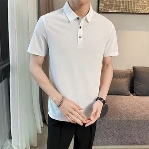 夏新款短袖翻领polo衫男士休闲百搭时尚宽松纯色上衣PL09 P55图片